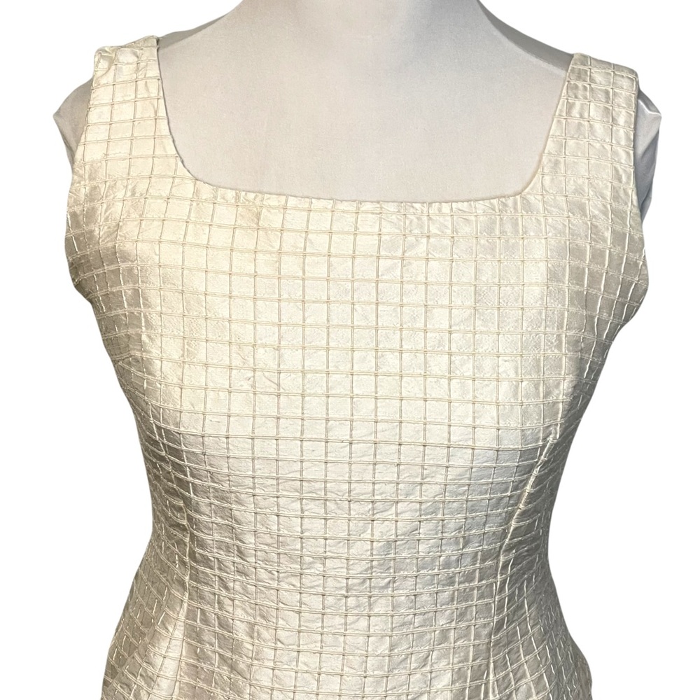 Vintage Bridesmaid Silk Textured Button Back Cropped Peplum Flair Top Cream M - Picture 4 of 8